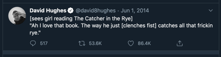catcher in the rye clenches fist tweet