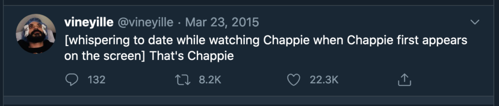 the chappie tweet vineyille