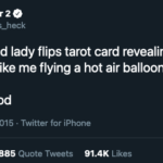 boring as heck tarot card balloon tweet