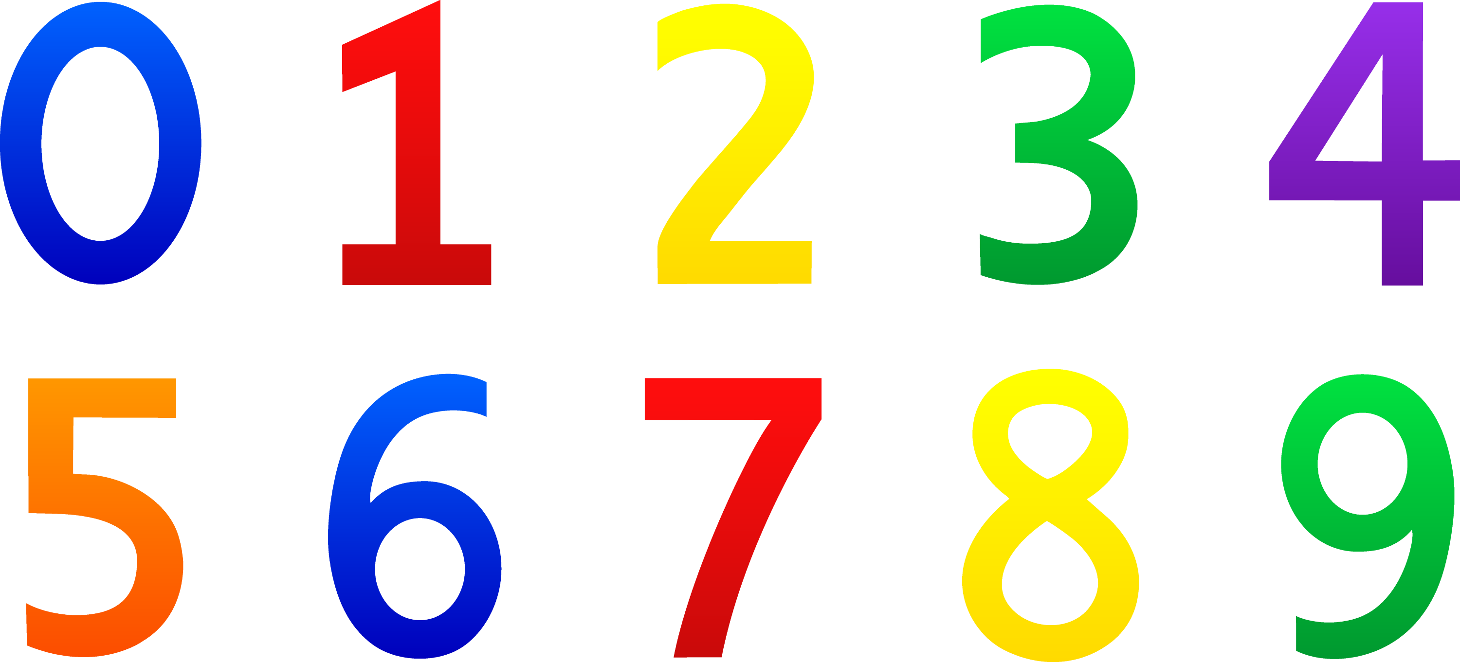 numbers 0-9 listed in colors