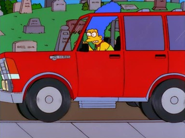 marge simpsons big mad behind the wheel