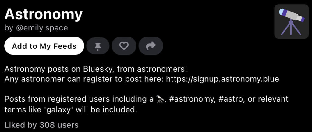 astronomy bluesky feed