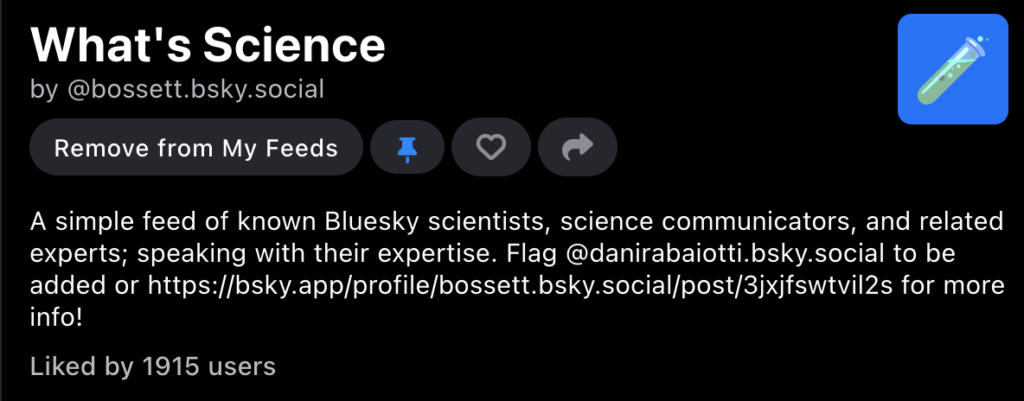 whats science bluesky feed