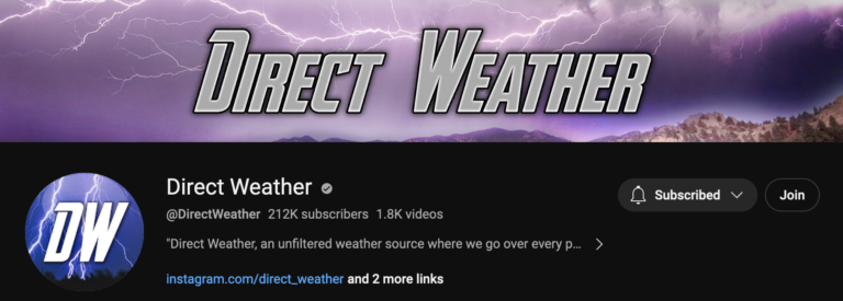 direct weather youtube page