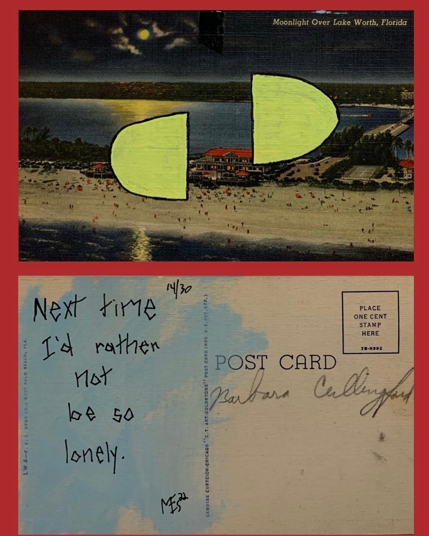 postcard art lonely