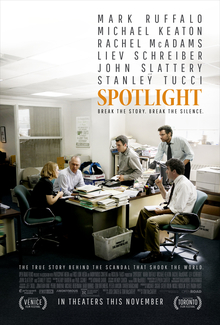 spotlight film poster white black orange