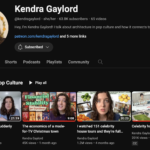 screenshot of kendra gaylord's youtube page