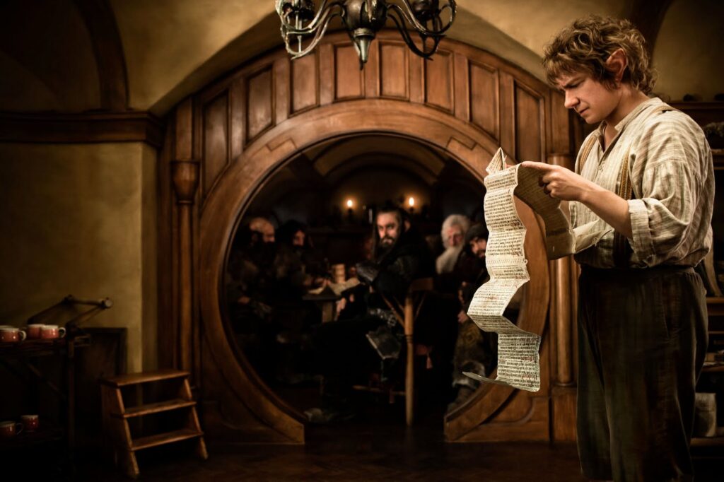 hobbit movie screenshot with a door