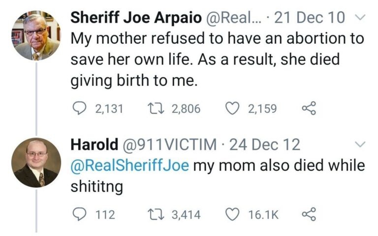 sheriff joe abortion tweet harold 911 victim response