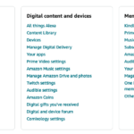 amazon account page options